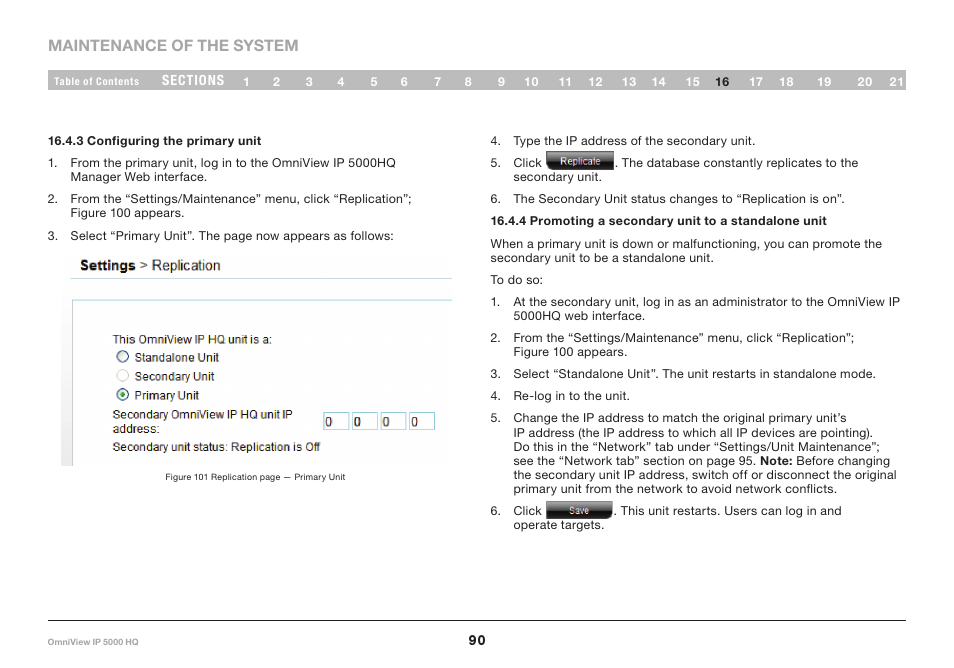 3 configuring the primary unit, 4 promoting a secondary unit to a standalone unit, 5 reconfiguring the primary and secondary units | Belkin OmniViewIP 5000HQ User Manual | Page 94 / 109