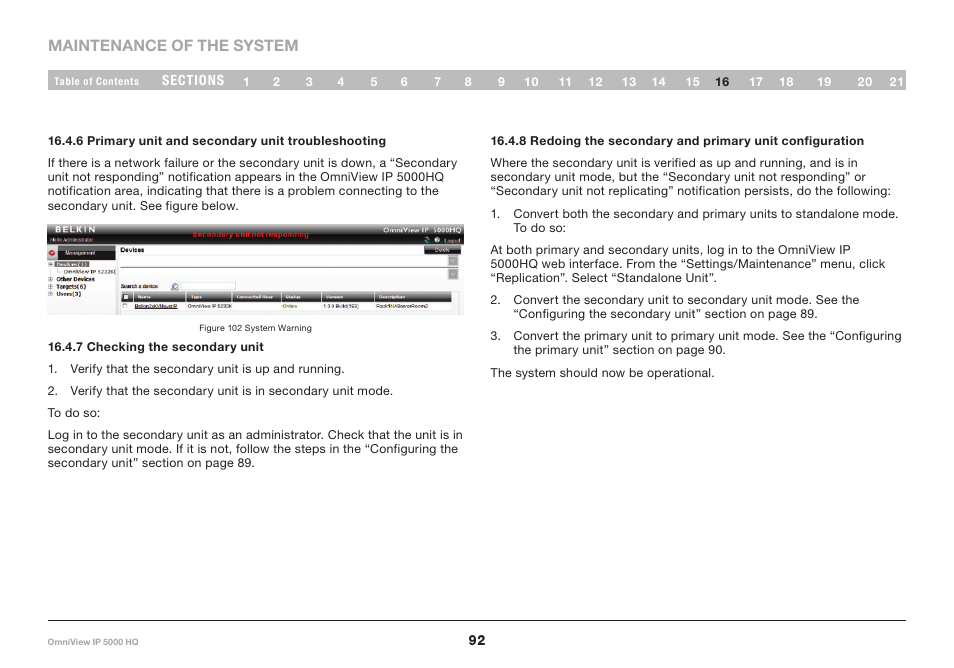 6 primary unit and secondary unit troubleshooting, 7 checking the secondary unit | Belkin OmniViewIP 5000HQ User Manual | Page 96 / 109