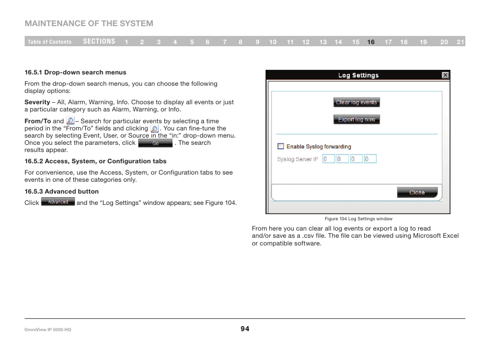 1 drop-down search menus, 2 access, system, or configuration tabs, 3 advanced button | Belkin OmniViewIP 5000HQ User Manual | Page 98 / 109