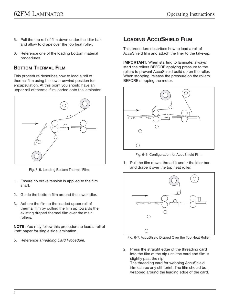 Bottom thermal film, Loading accushield film, 62fm l | Operating instructions, Aminator | GBC 62fm User Manual | Page 24 / 40