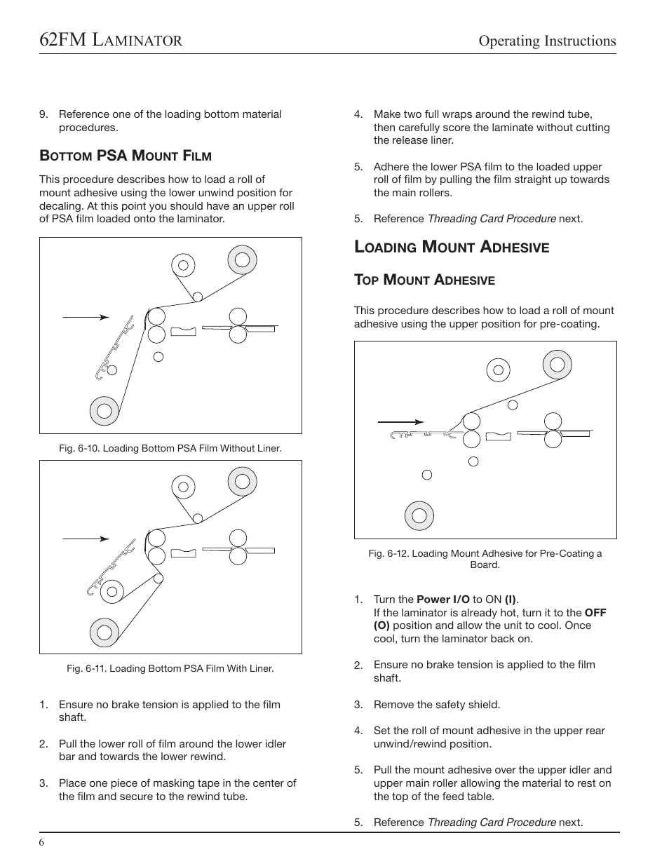 Bottom psa mount film, Loading mount adhesive, Top mount adhesive | 62fm l, Operating instructions, Aminator, Psa m | GBC 62fm User Manual | Page 26 / 40