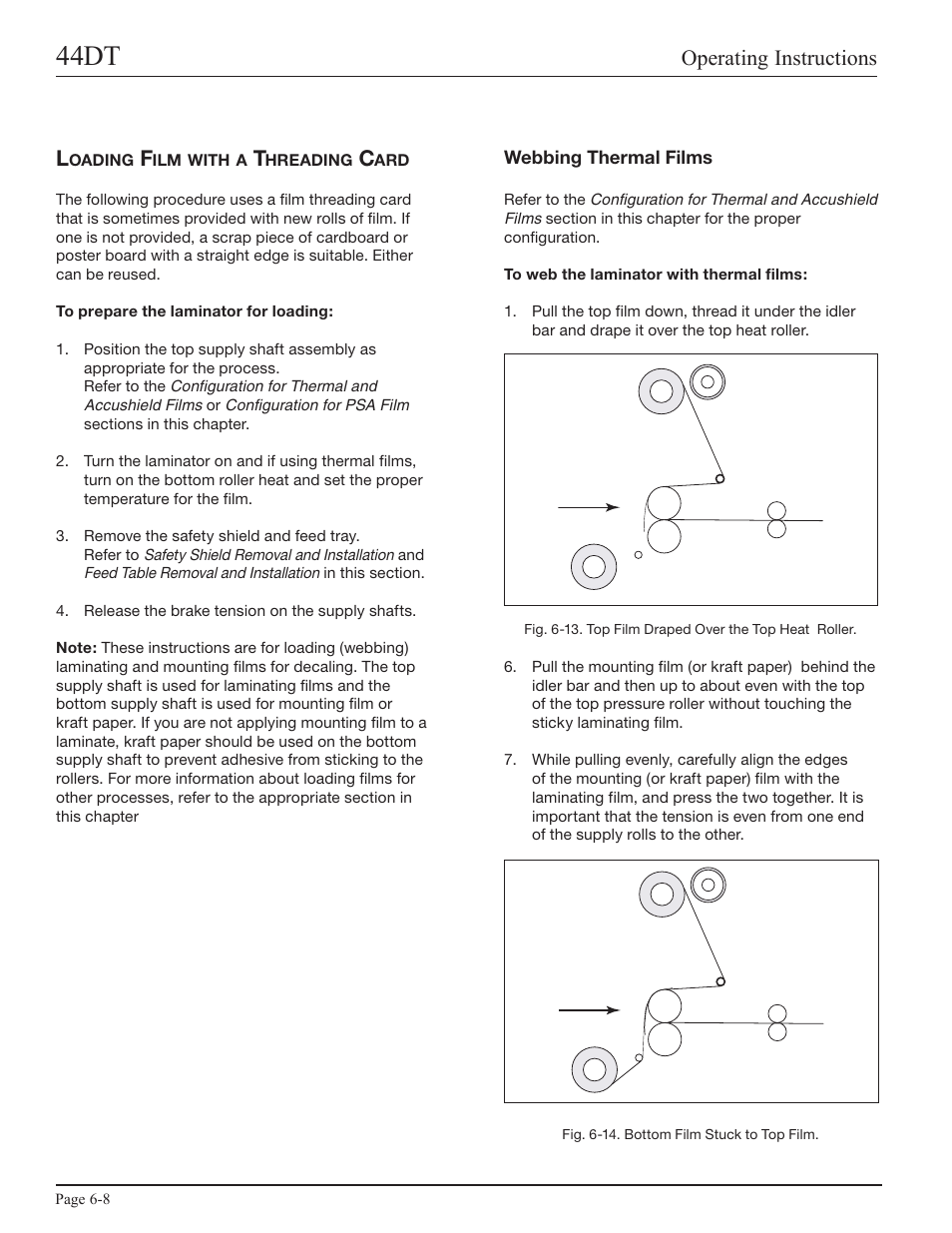 Loading film with a threading card, Webbing thermal films, 44dt | Operating instructions | GBC 44DT User Manual | Page 24 / 36