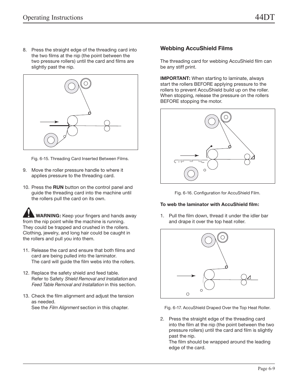 Webbing accushield films, 44dt, Operating instructions | GBC 44DT User Manual | Page 25 / 36