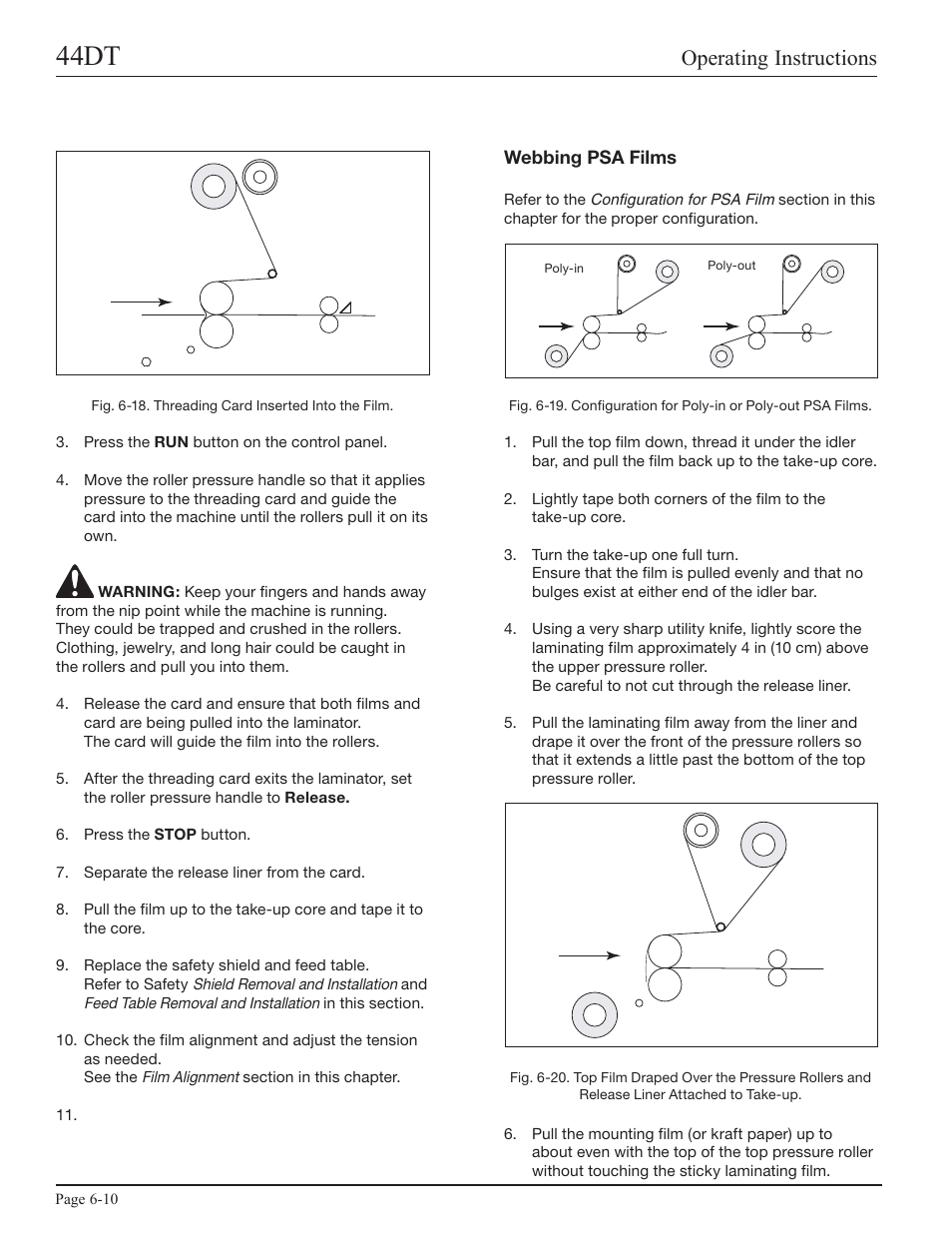 Webbing psa films, 44dt, Operating instructions | GBC 44DT User Manual | Page 26 / 36