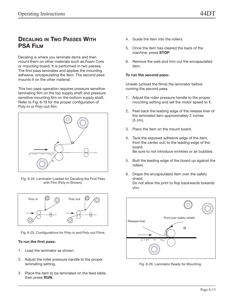 Decaling in two passes with psa film, 44dt, Psa f | Operating instructions | GBC 44DT User Manual | Page 29 / 36