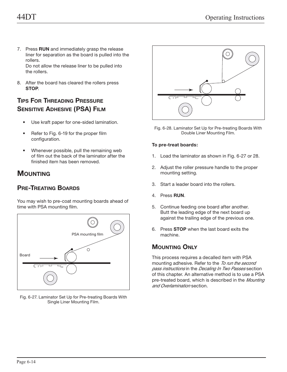 Mounting, Pre-treating boards, Mounting only | 44dt, Operating instructions, Psa) f | GBC 44DT User Manual | Page 30 / 36