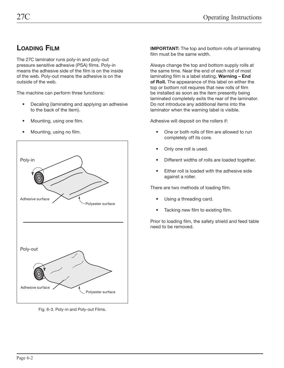 Loading film, Operating instructions | GBC 27C User Manual | Page 18 / 32