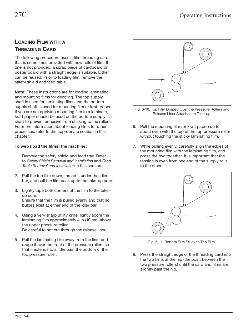 Loading film with a threading card, Operating instructions | GBC 27C User Manual | Page 22 / 32