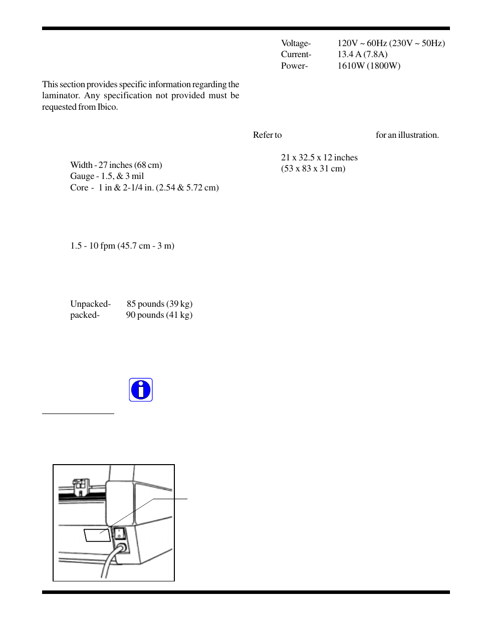 0 specifications | GBC 25e User Manual | Page 11 / 48