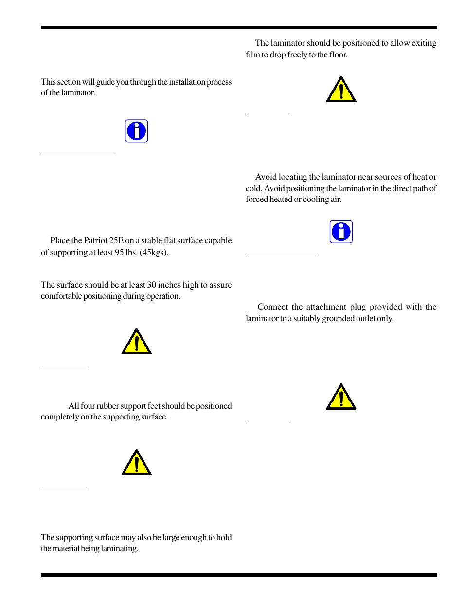 0 installation | GBC 25e User Manual | Page 13 / 48
