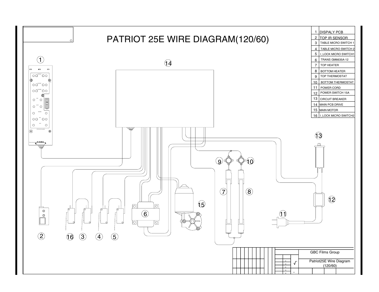 Wire diagram | GBC 25e User Manual | Page 45 / 48
