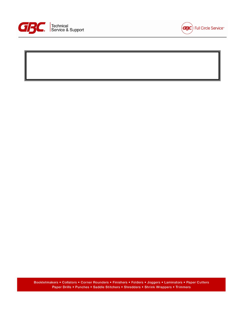 Technical service & support bulletin | GBC 25e User Manual | Page 47 / 48