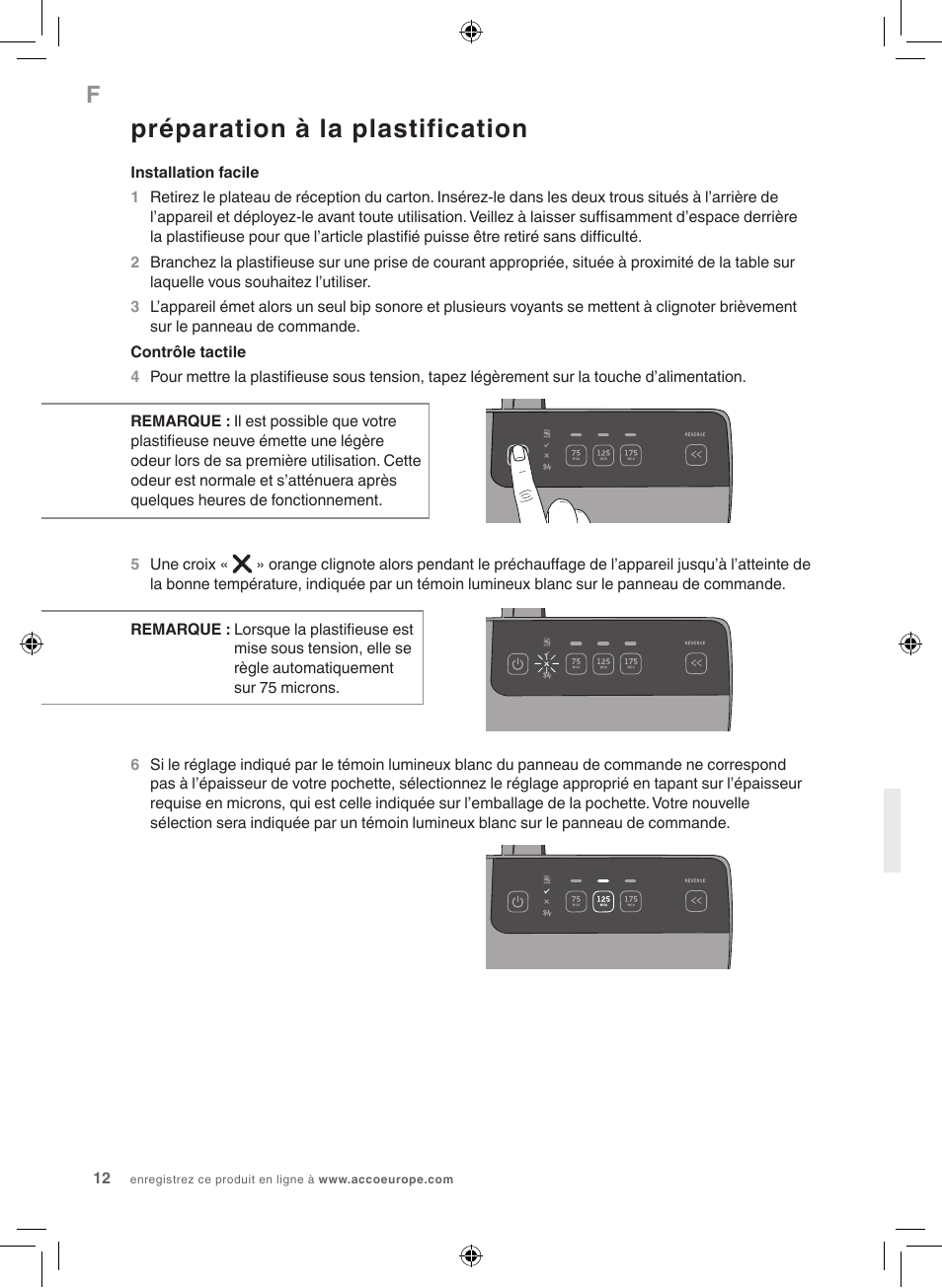 Préparation à la plastification | GBC 3100L EU Fusion User Manual | Page 12 / 108