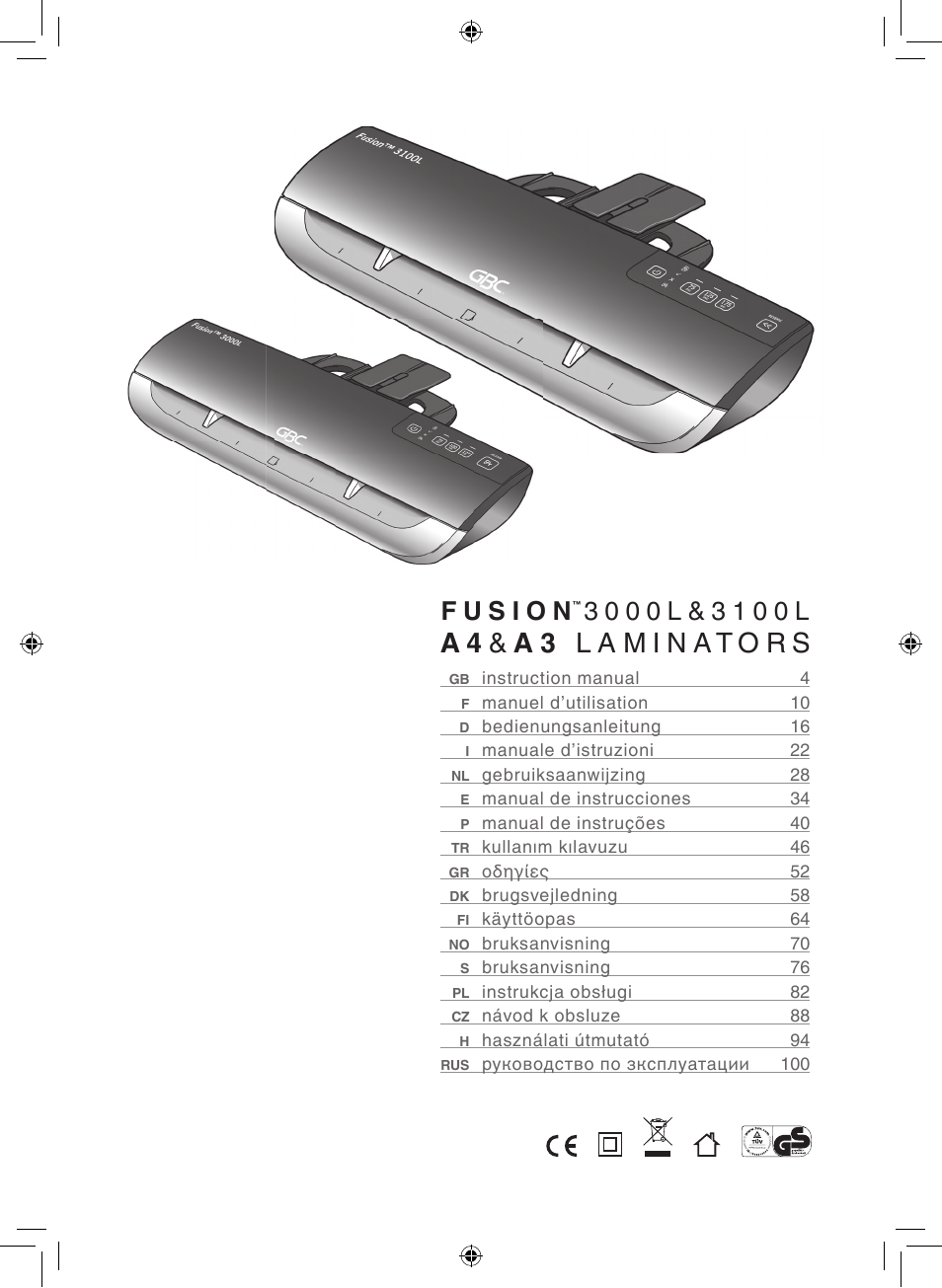 GBC 3100L EU Fusion User Manual | Page 3 / 108