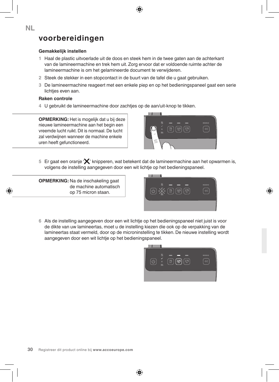 Voorbereidingen | GBC 3100L EU Fusion User Manual | Page 30 / 108