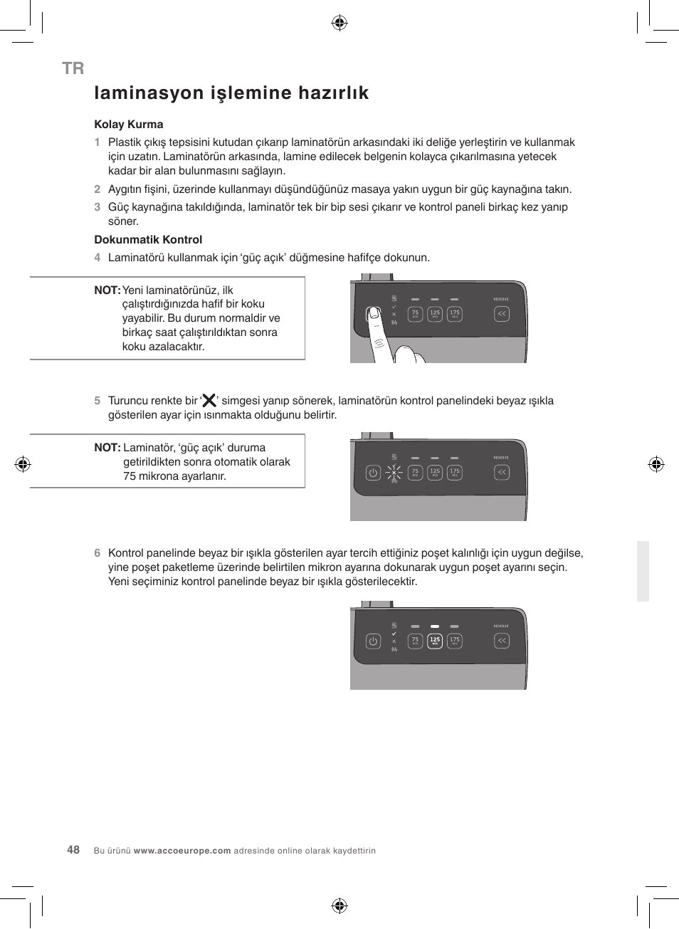 Laminasyon işlemine hazırlık | GBC 3100L EU Fusion User Manual | Page 48 / 108