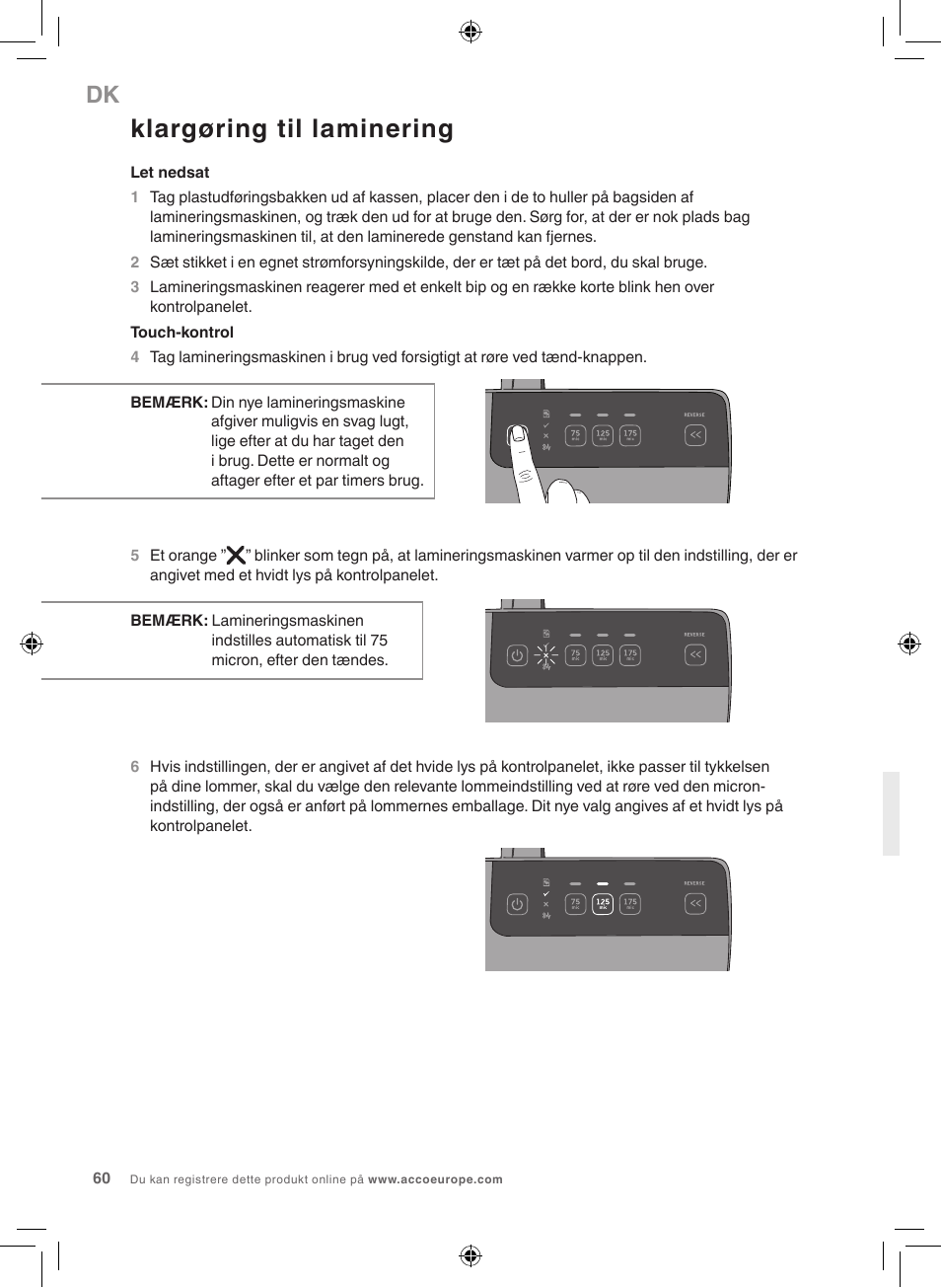 Klargøring til laminering | GBC 3100L EU Fusion User Manual | Page 60 / 108