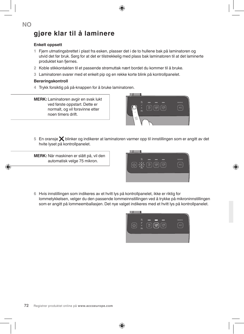 Gjøre klar til å laminere | GBC 3100L EU Fusion User Manual | Page 72 / 108