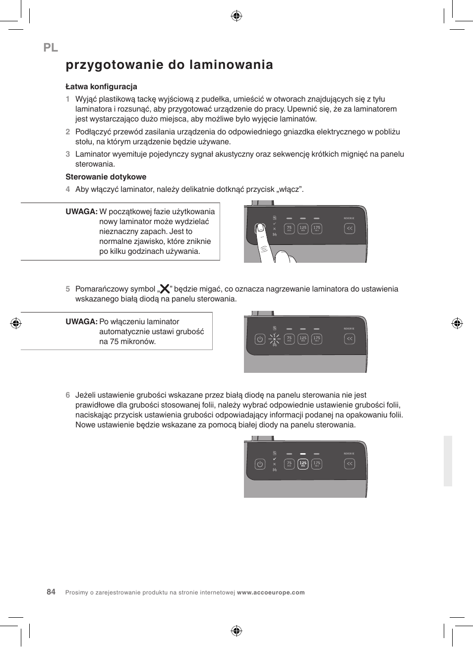 Przygotowanie do laminowania | GBC 3100L EU Fusion User Manual | Page 84 / 108