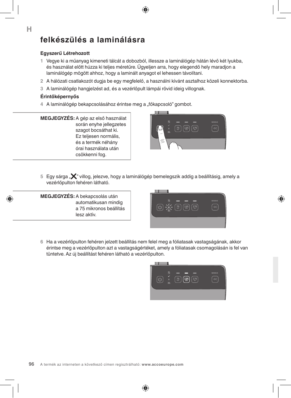 Felkészülés a laminálásra | GBC 3100L EU Fusion User Manual | Page 96 / 108
