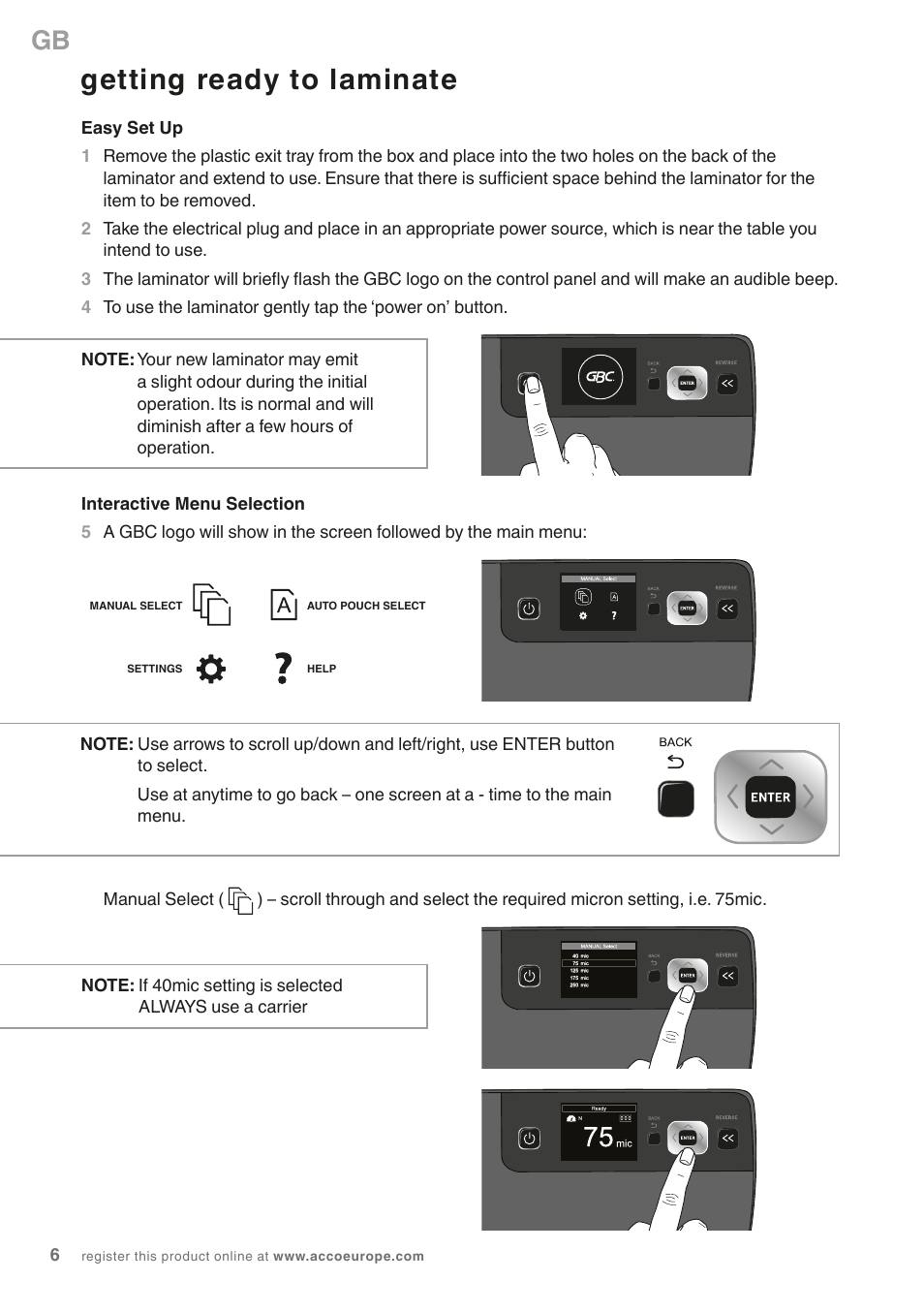 Getting ready to laminate | GBC 5100L Fusion Swingline User Manual | Page 6 / 12