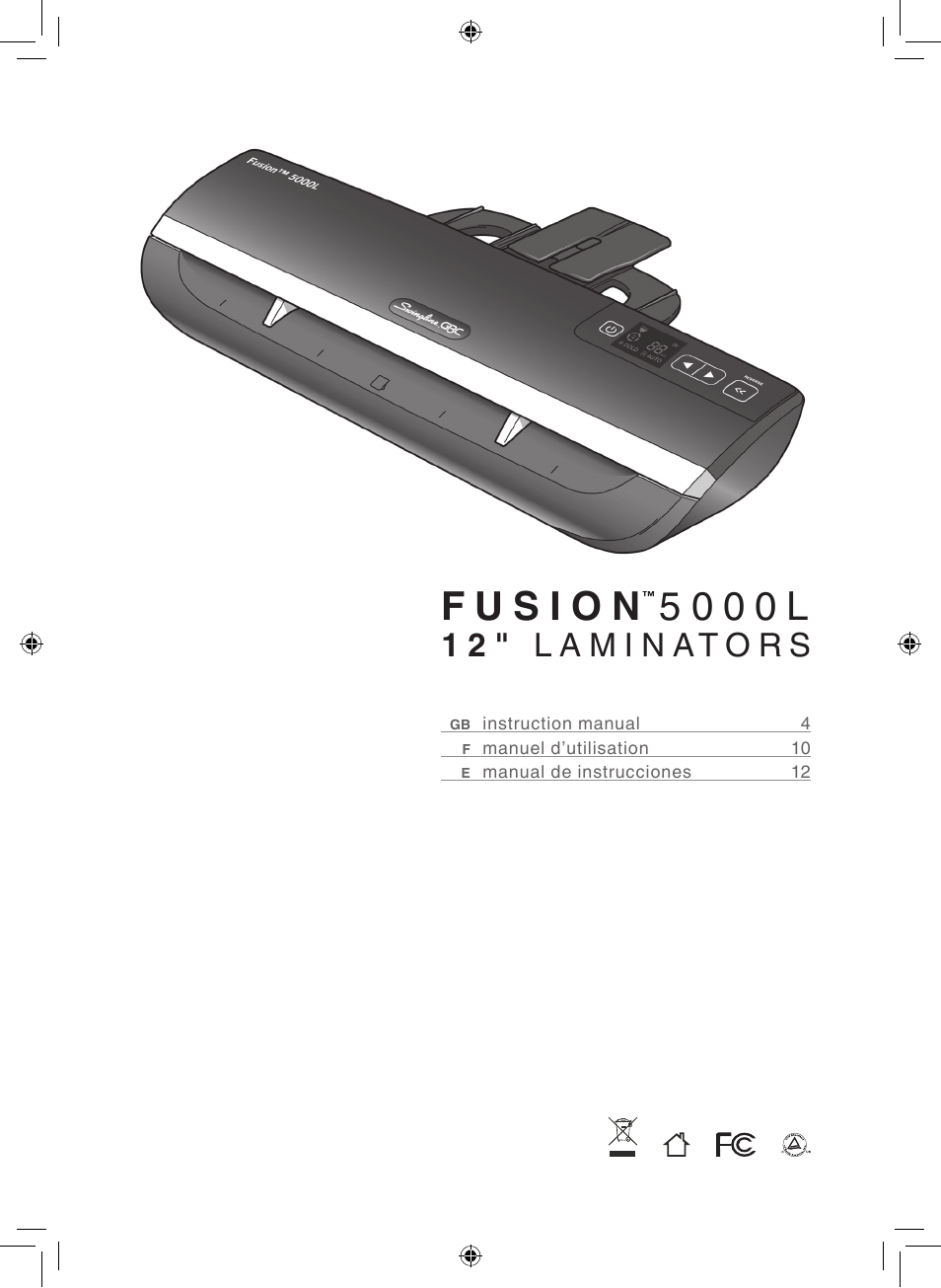 5 0 0 0 l | GBC 5000L Fusion Swingline User Manual | Page 3 / 28