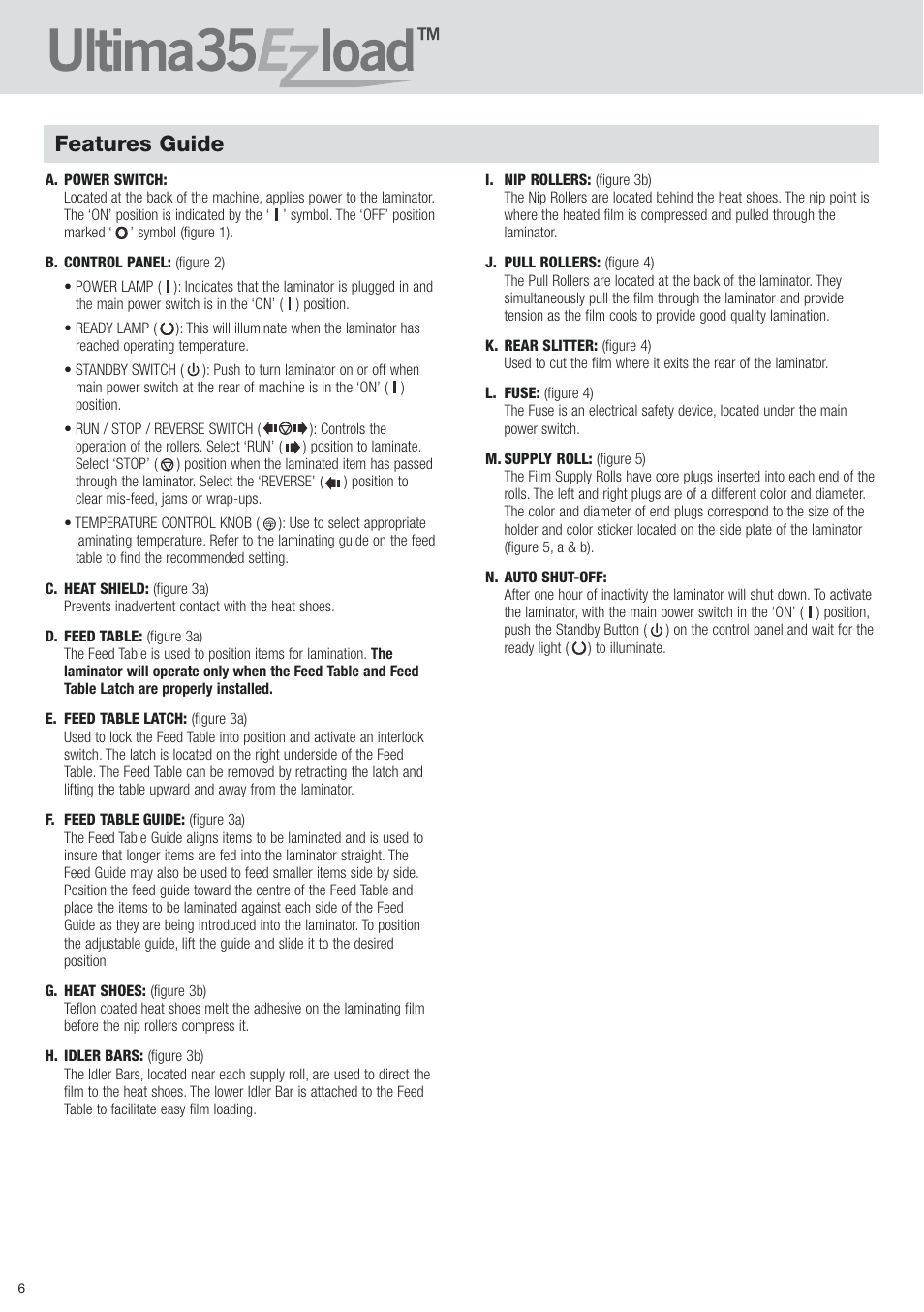 Features guide | GBC 35 Ultima EZload Roll Laminator User Manual | Page 6 / 10