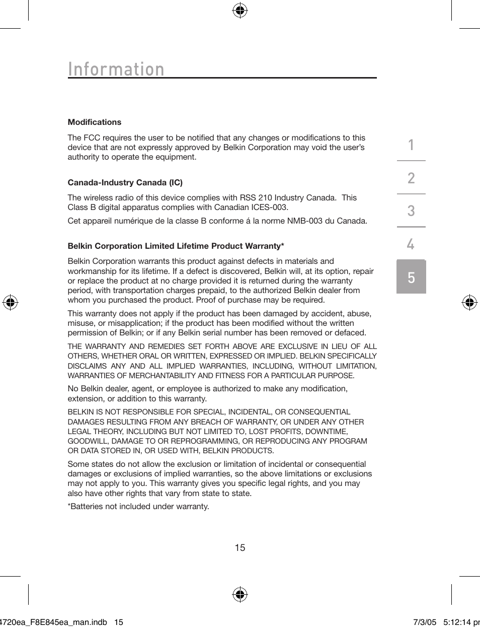 Information | Belkin F8E845ea User Manual | Page 19 / 100