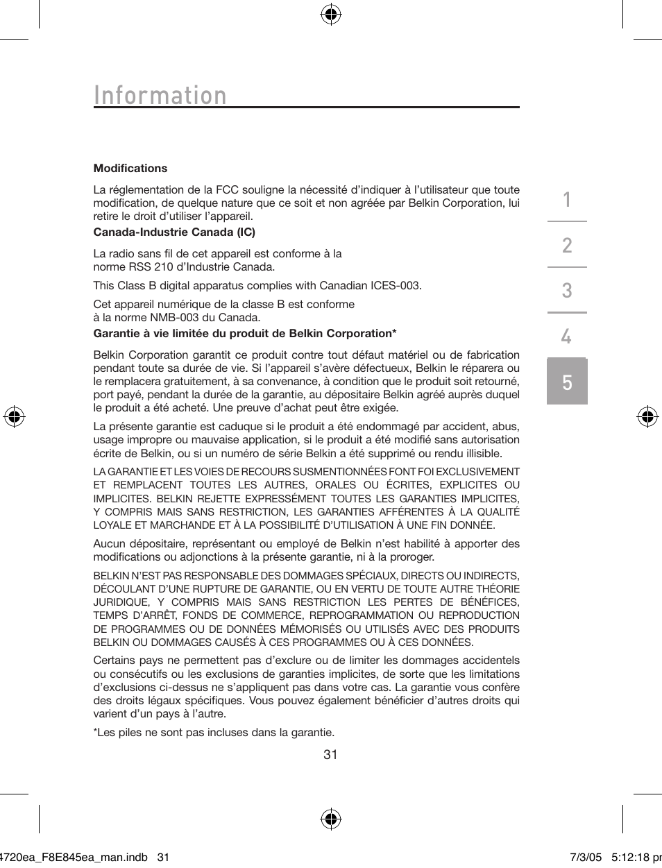 Information | Belkin F8E845ea User Manual | Page 35 / 100