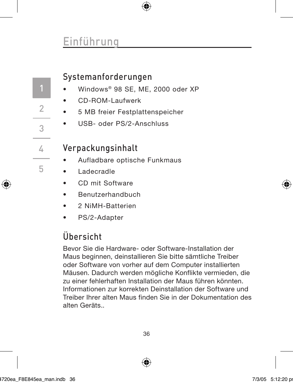 Einführung, Systemanforderungen, Verpackungsinhalt | Übersicht | Belkin F8E845ea User Manual | Page 40 / 100