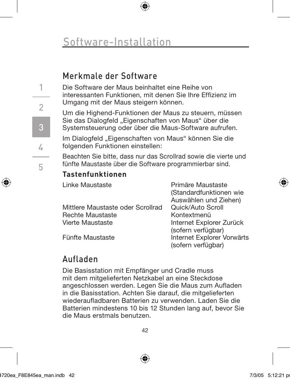 Software-installation, Merkmale der software, Aufladen | Belkin F8E845ea User Manual | Page 46 / 100