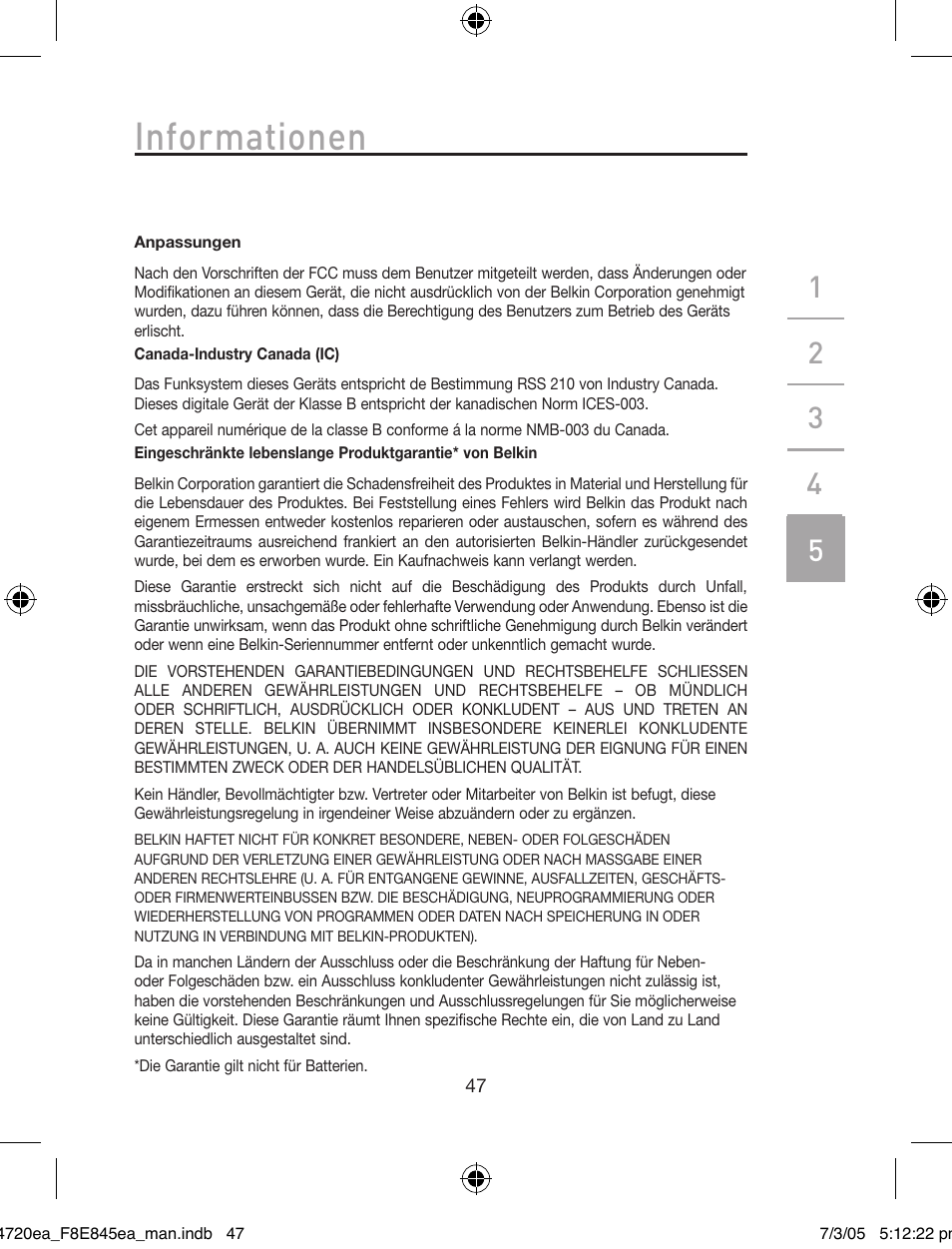 Informationen | Belkin F8E845ea User Manual | Page 51 / 100