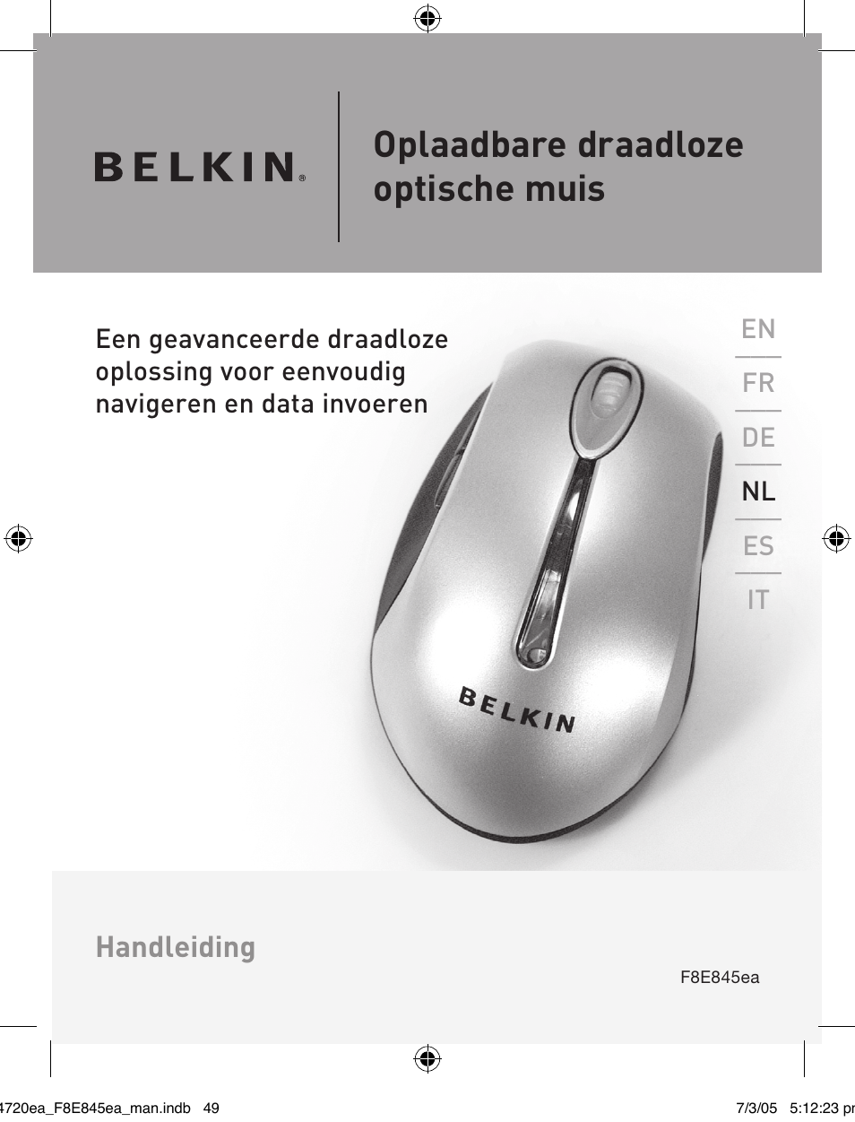 Oplaadbare draadloze optische muis | Belkin F8E845ea User Manual | Page 53 / 100