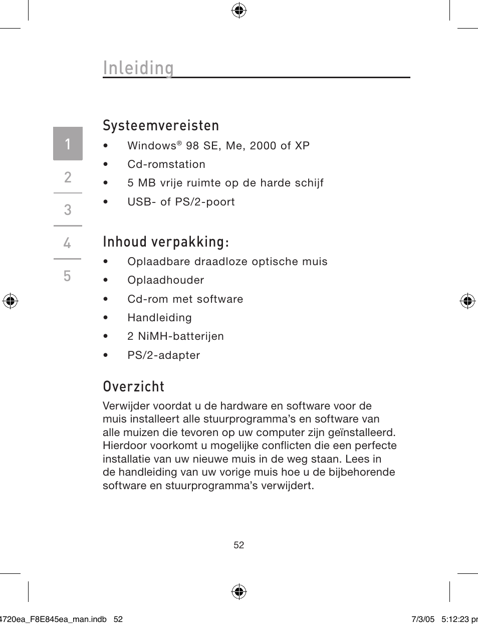 Inleiding, Systeemvereisten, Inhoud verpakking | Overzicht | Belkin F8E845ea User Manual | Page 56 / 100