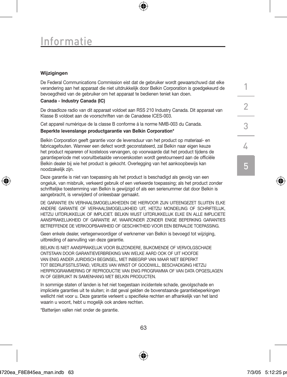 Informatie | Belkin F8E845ea User Manual | Page 67 / 100