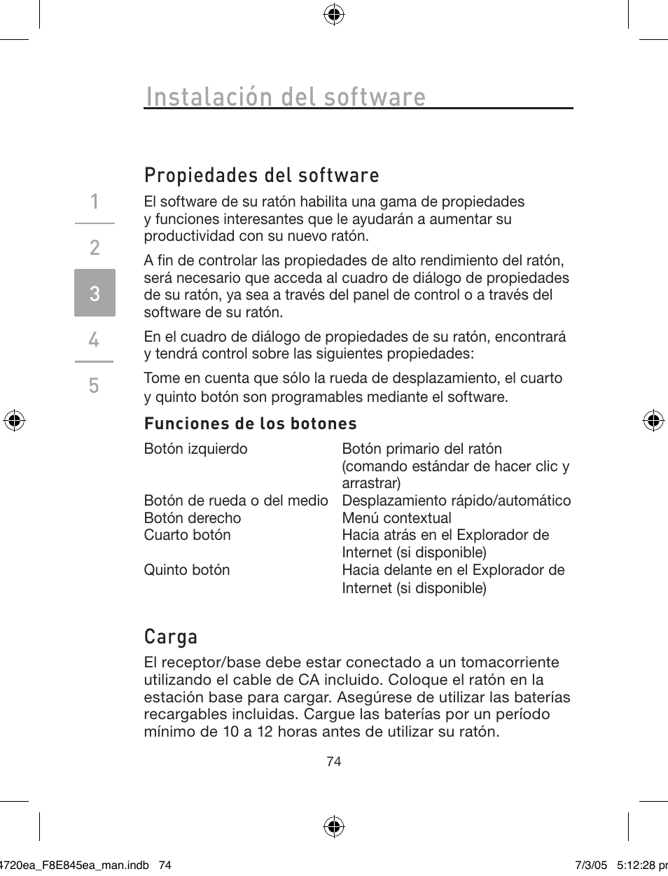 Instalación del software, Propiedades del software, Carga | Belkin F8E845ea User Manual | Page 78 / 100