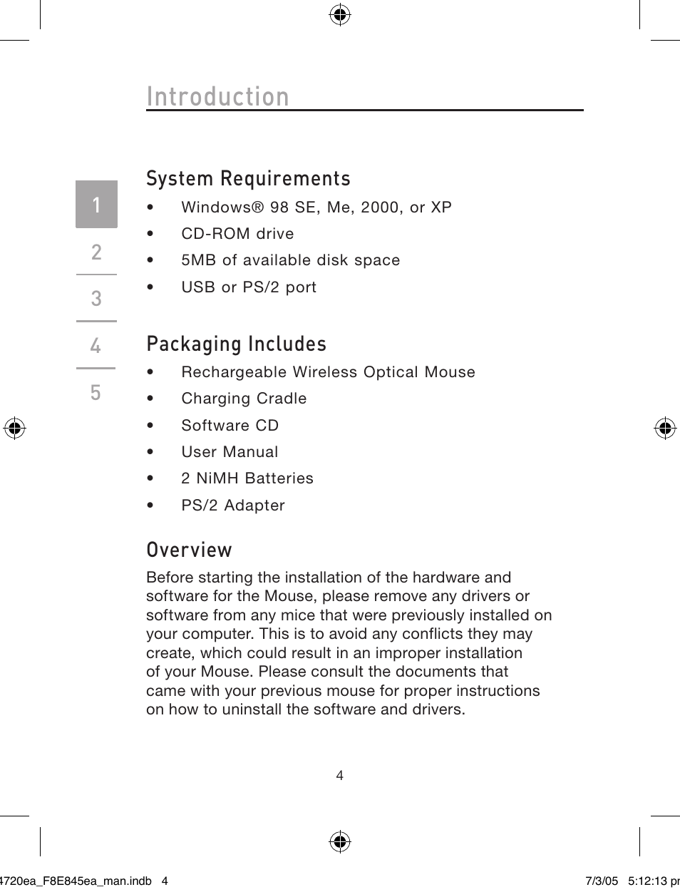 Introduction, System requirements, Packaging includes | Overview | Belkin F8E845ea User Manual | Page 8 / 100
