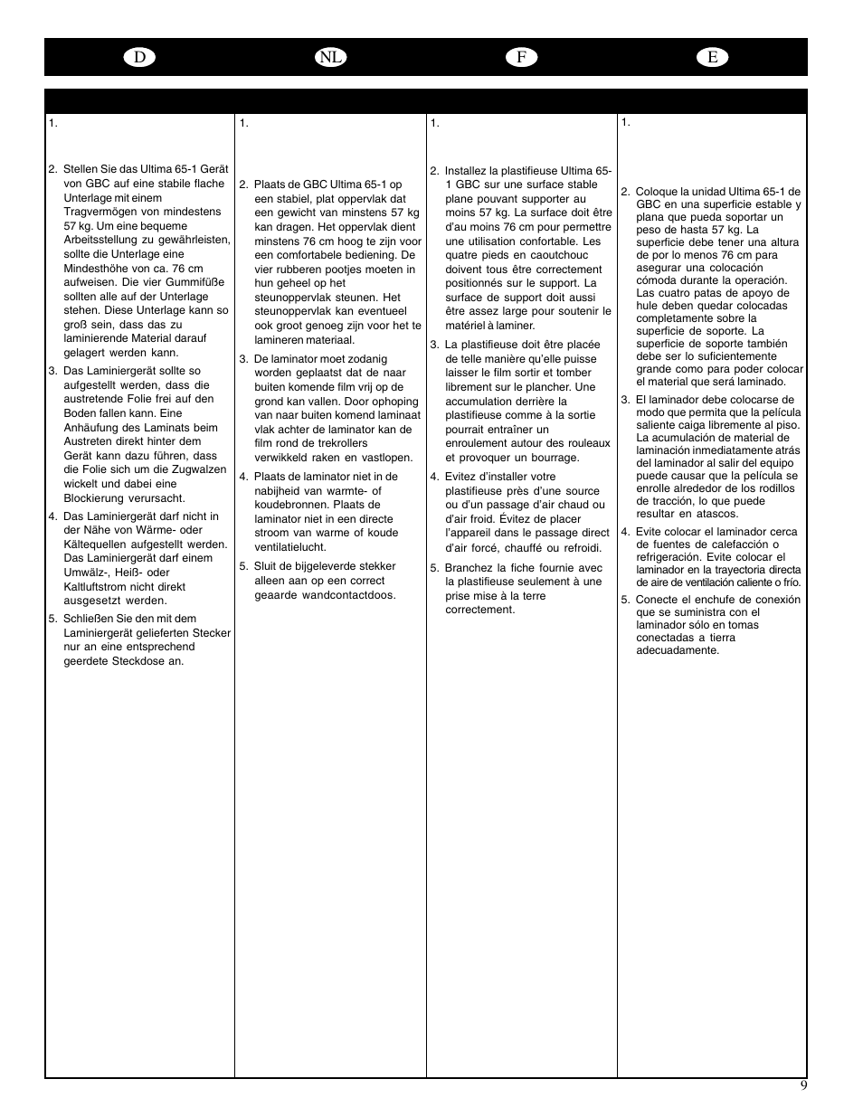 Dnl f e | GBC 65-1 Ultima User Manual | Page 12 / 75