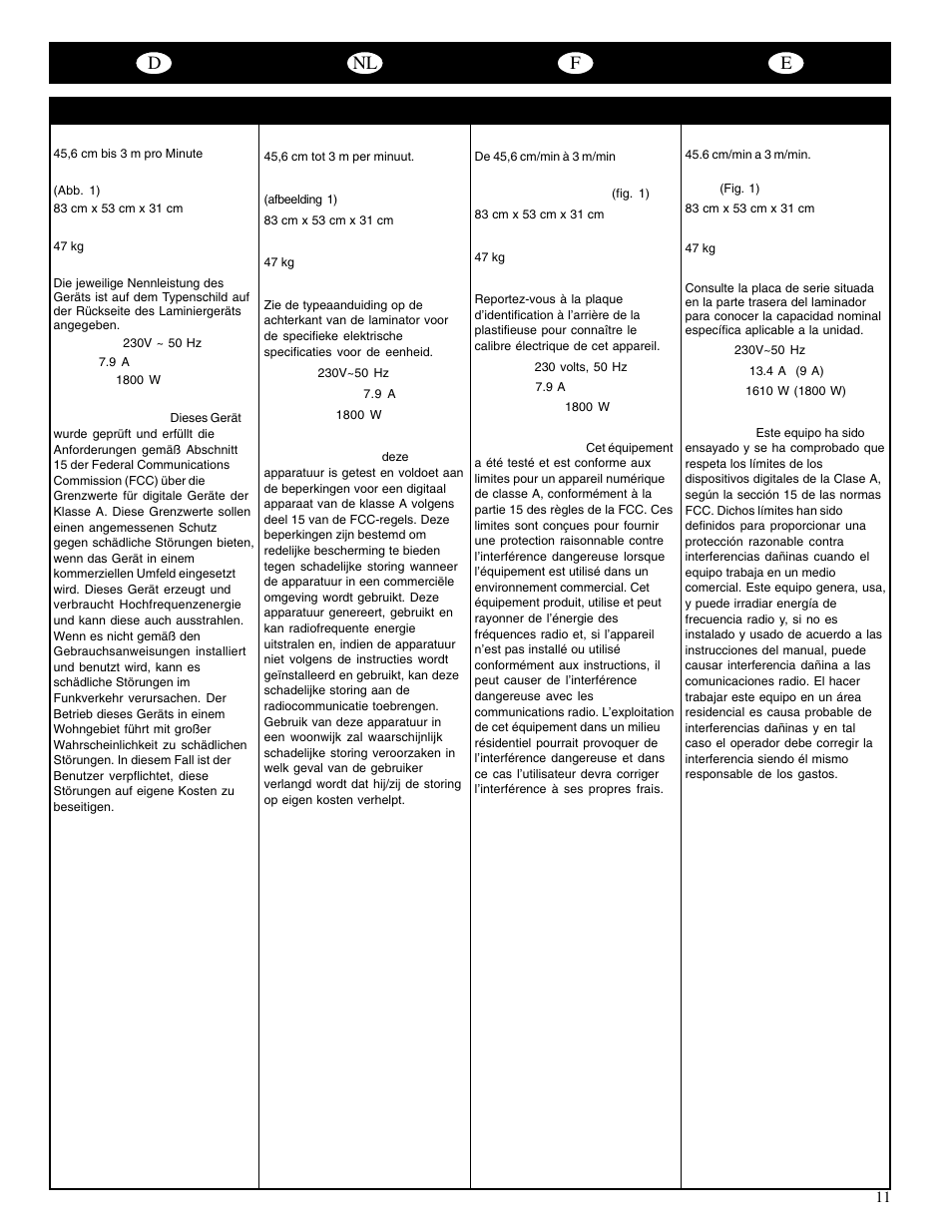 Dnl f e | GBC 65-1 Ultima User Manual | Page 14 / 75
