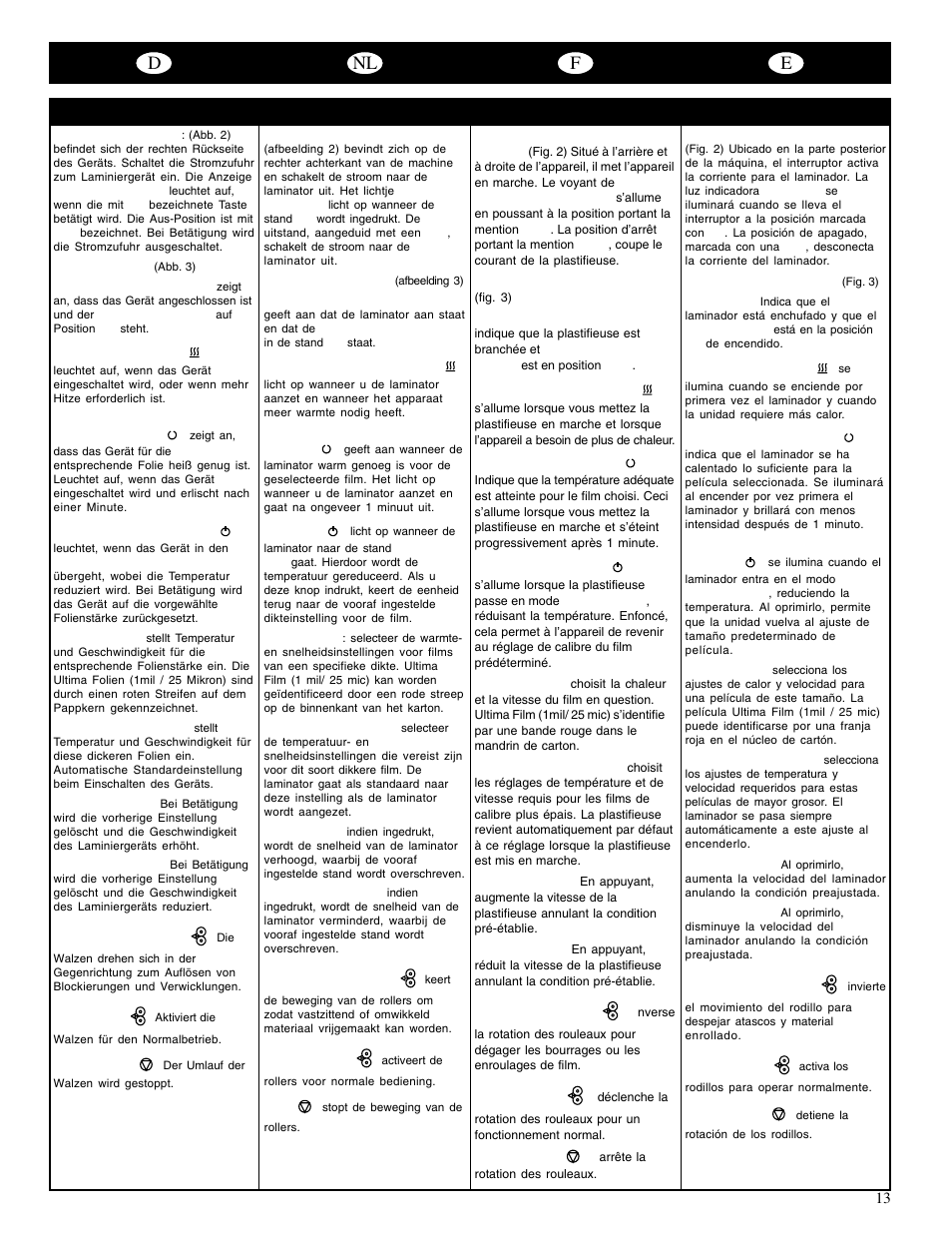 Dnl f e | GBC 65-1 Ultima User Manual | Page 16 / 75