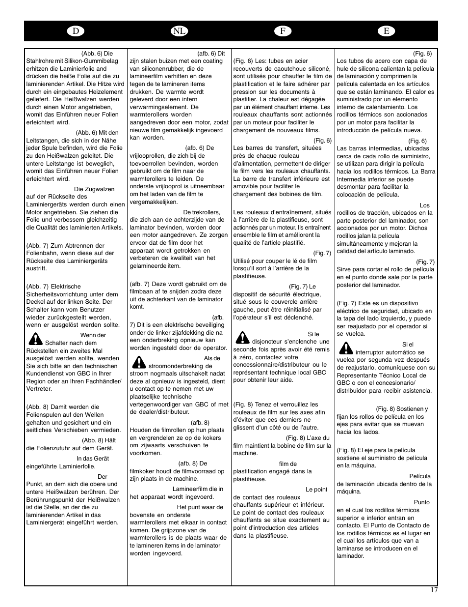 Dnl f e | GBC 65-1 Ultima User Manual | Page 20 / 75