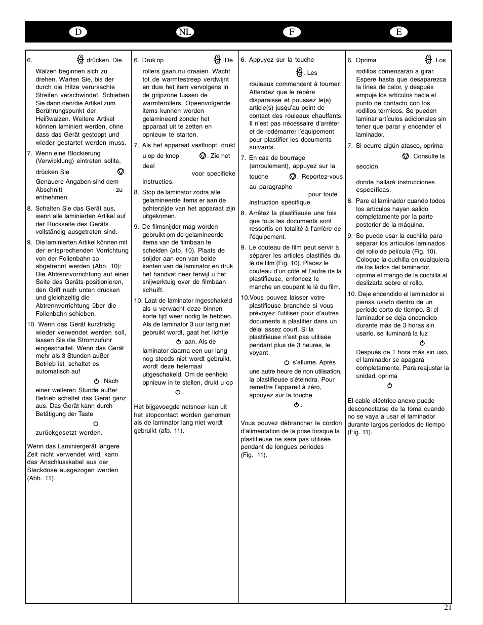 Dnl f e | GBC 65-1 Ultima User Manual | Page 24 / 75