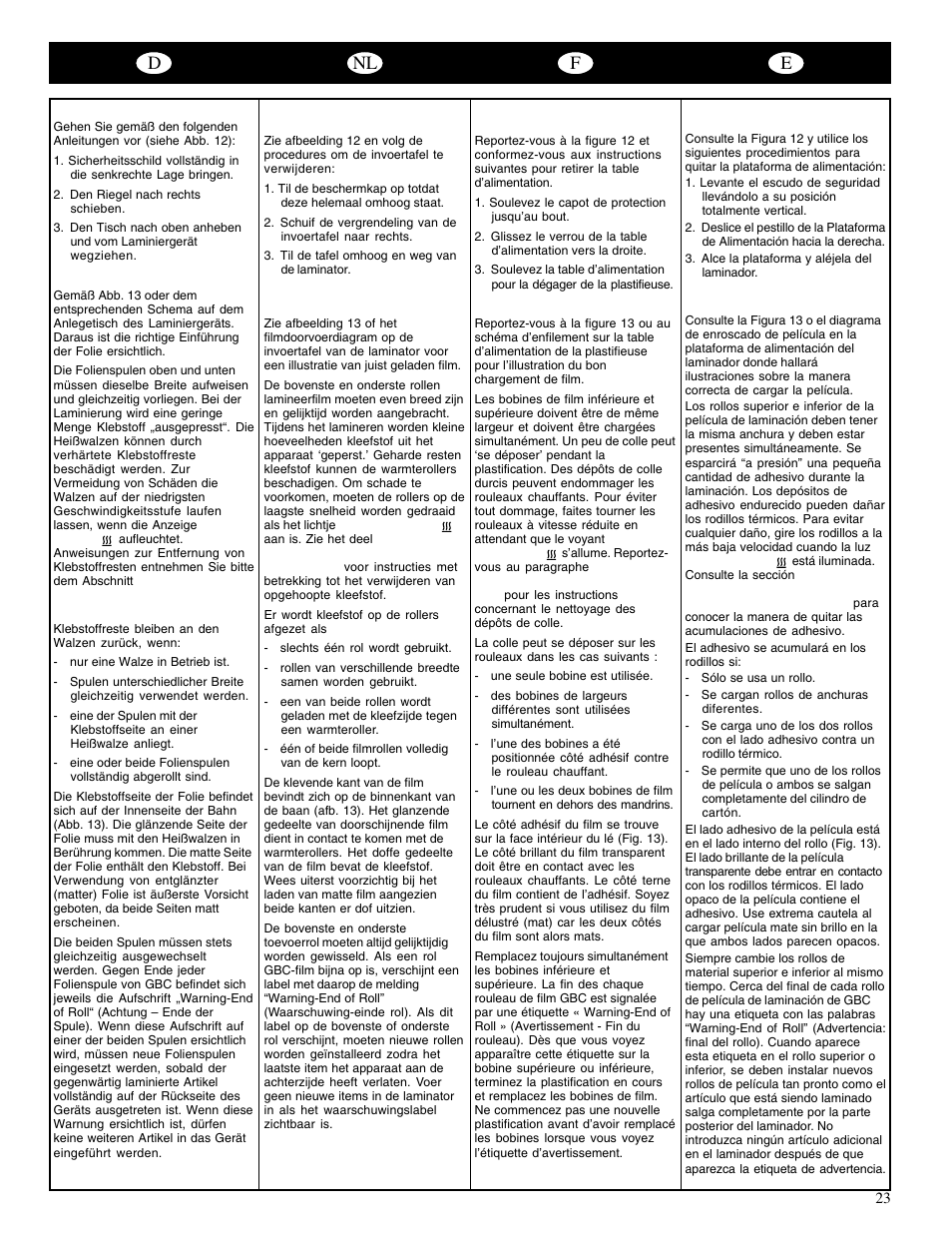 Dnl f e | GBC 65-1 Ultima User Manual | Page 26 / 75