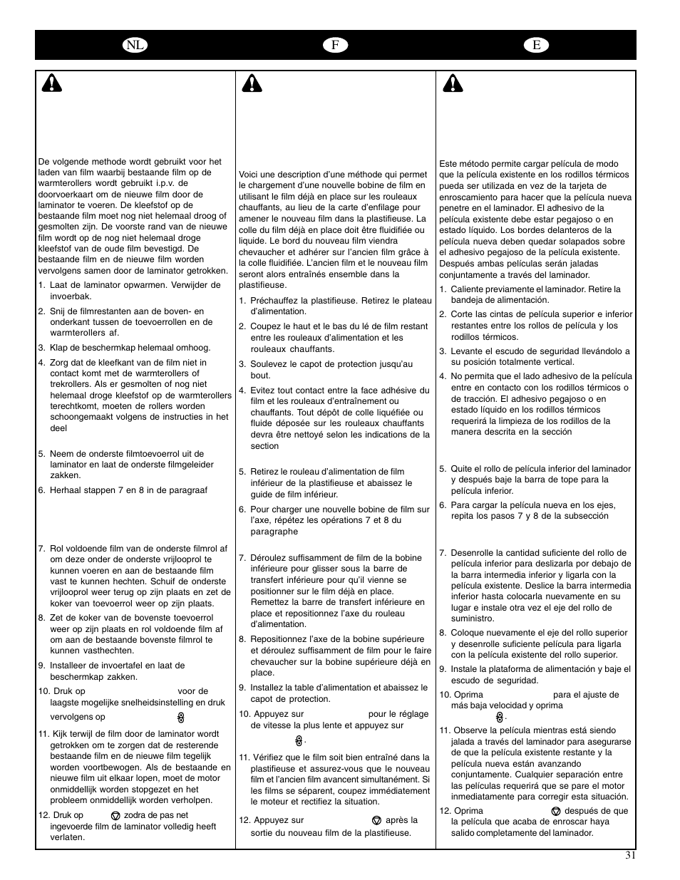 Nl f e | GBC 65-1 Ultima User Manual | Page 34 / 75