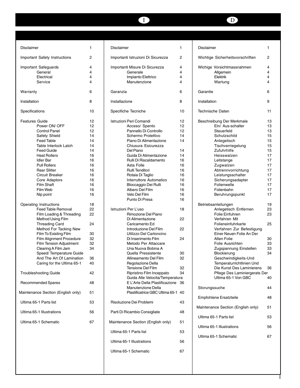 GBC 65-1 Ultima User Manual | Page 37 / 75