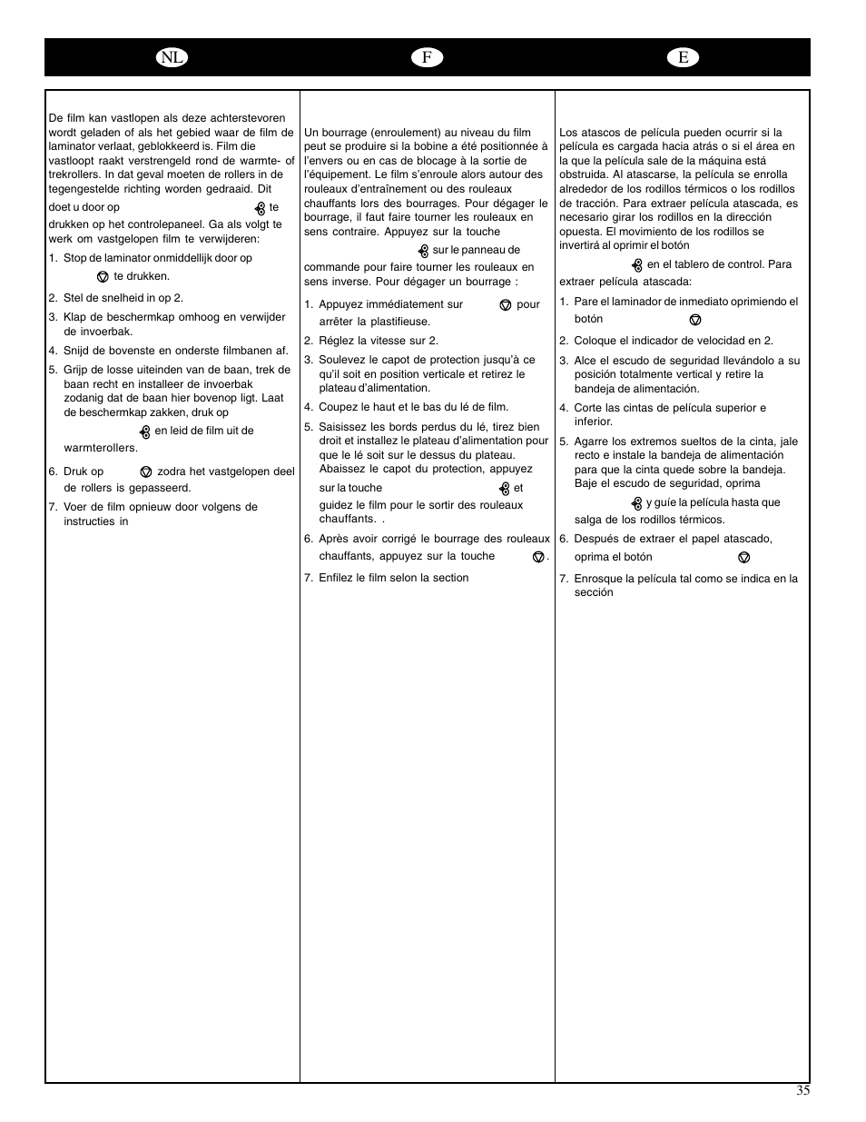 Nl f e | GBC 65-1 Ultima User Manual | Page 39 / 75