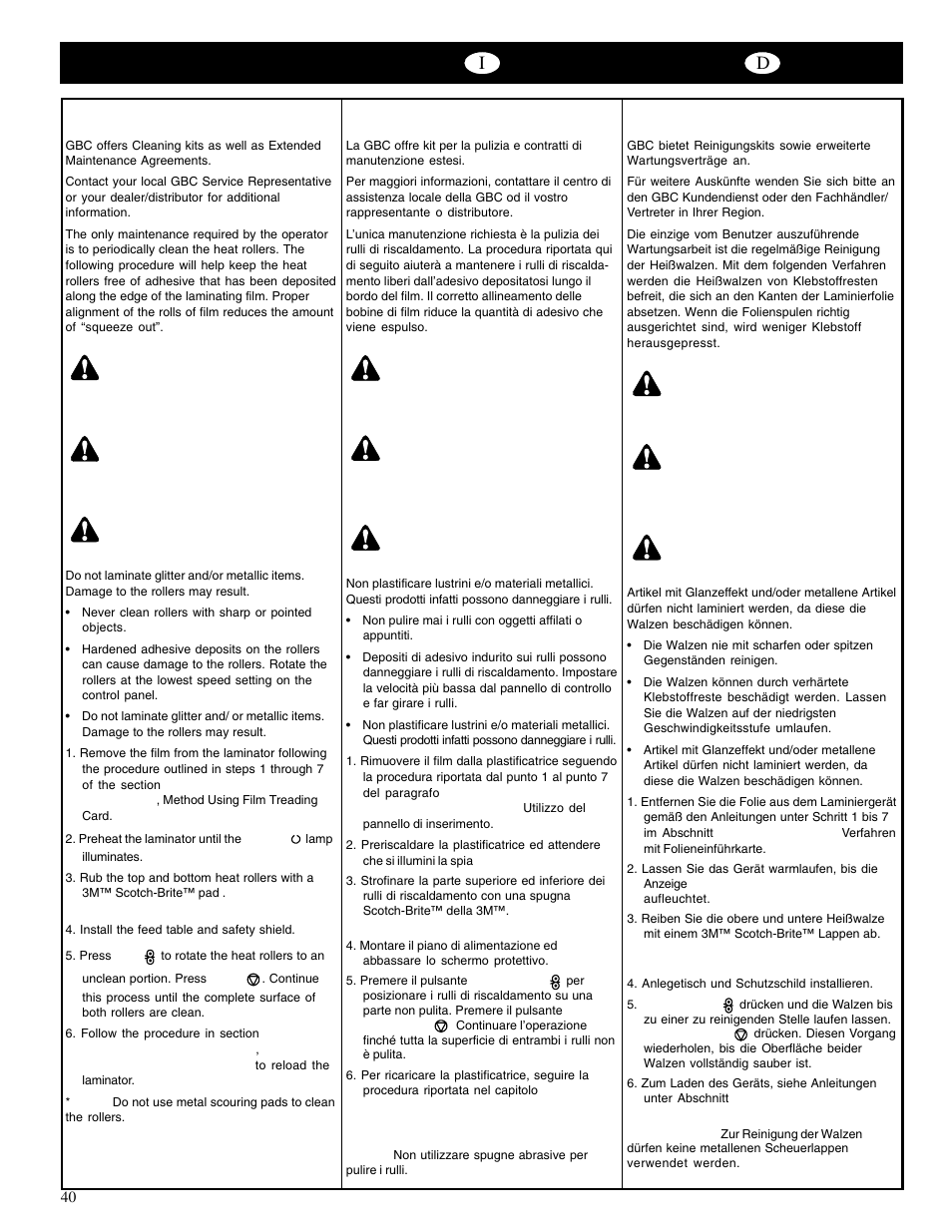 GBC 65-1 Ultima User Manual | Page 44 / 75