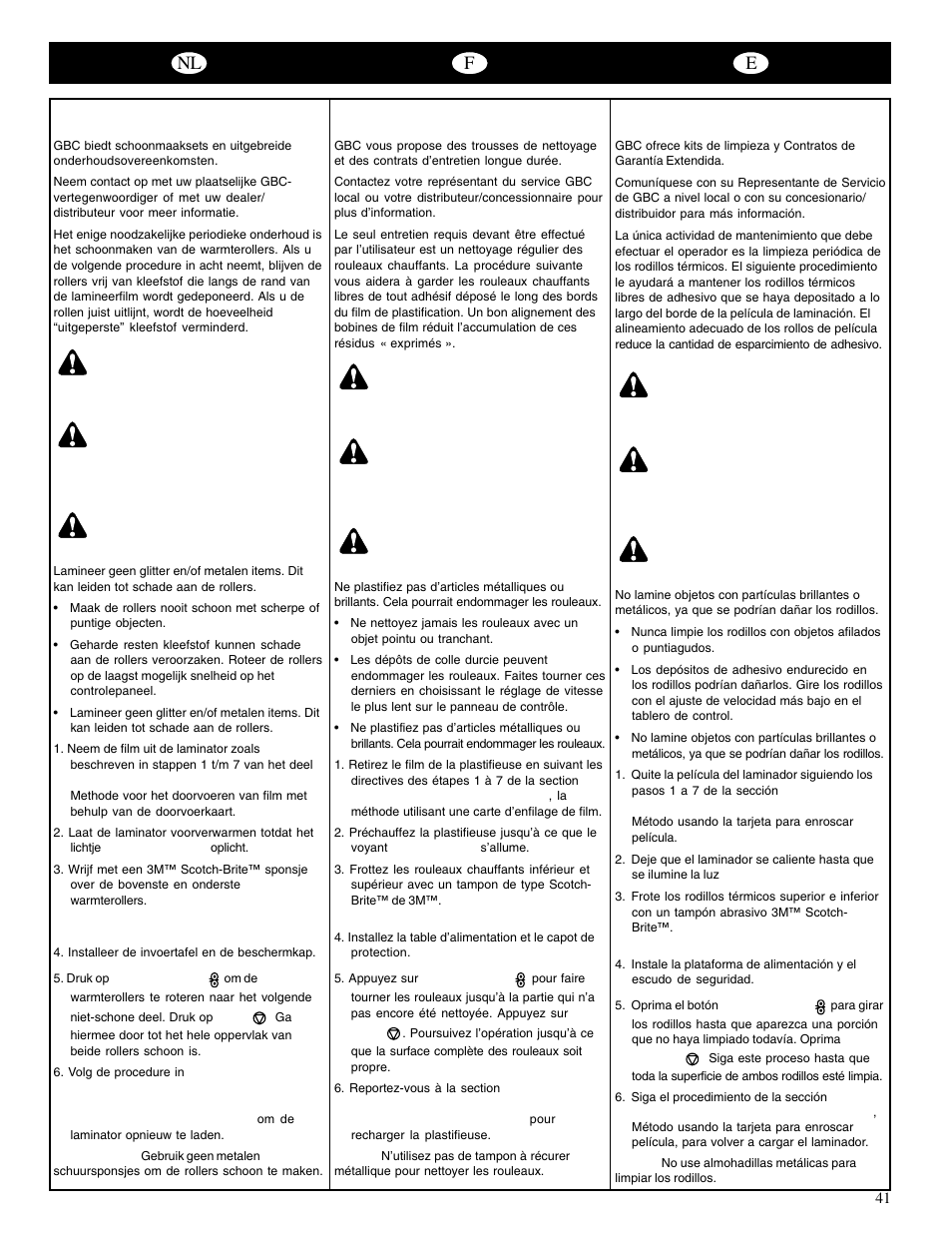 Nl f e | GBC 65-1 Ultima User Manual | Page 45 / 75