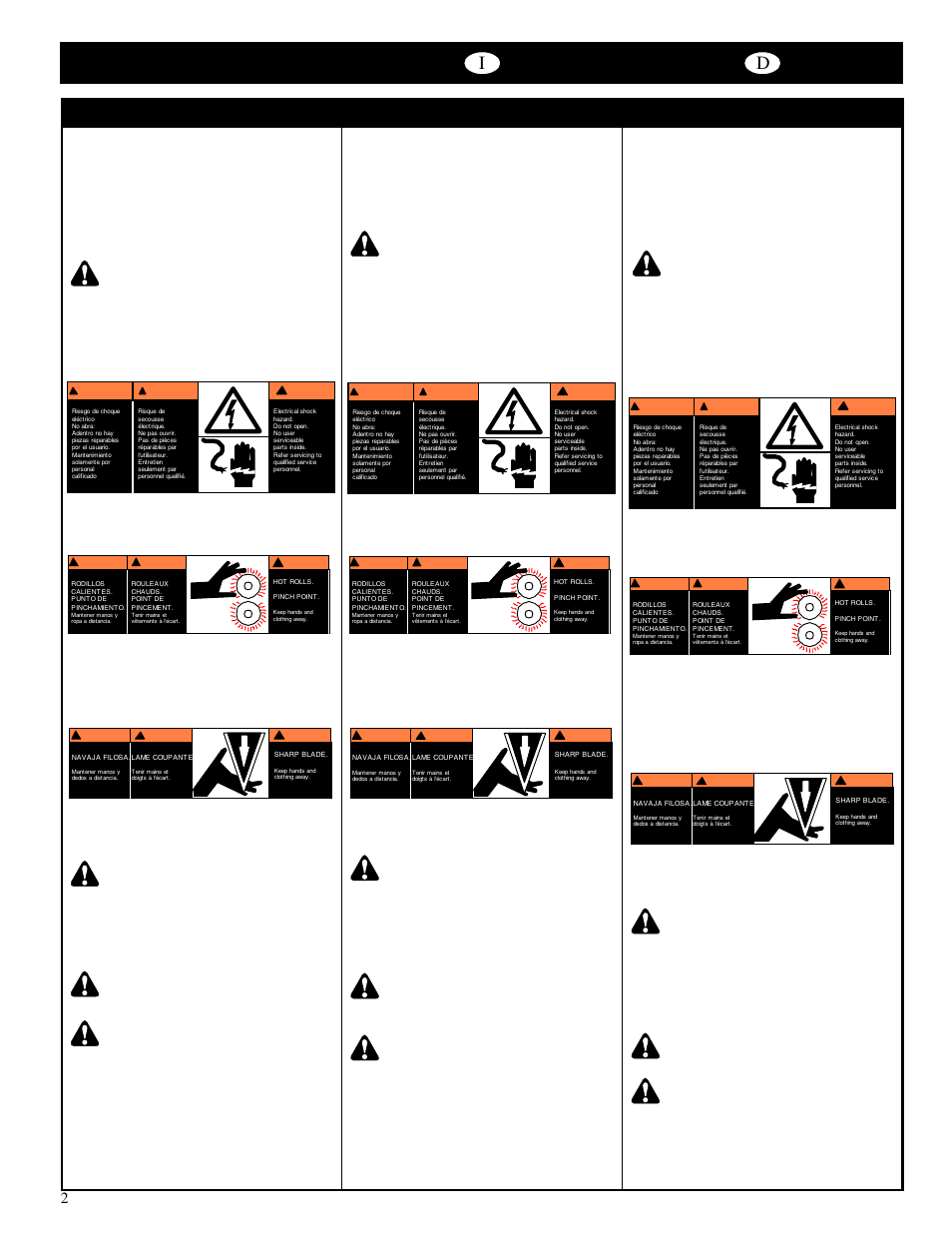 Important safety instructions, Importanti istruzioni di sicurezza, Wichtige sicherheitsvorschriften | GBC 65-1 Ultima User Manual | Page 5 / 75