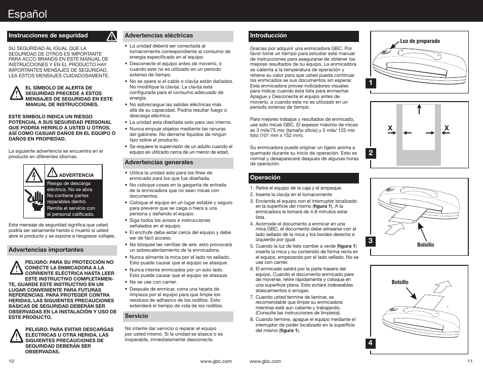 Español | GBC HeatSeal Creative Laminator User Manual | Page 6 / 7
